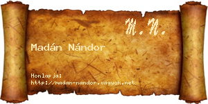 Madán Nándor névjegykártya